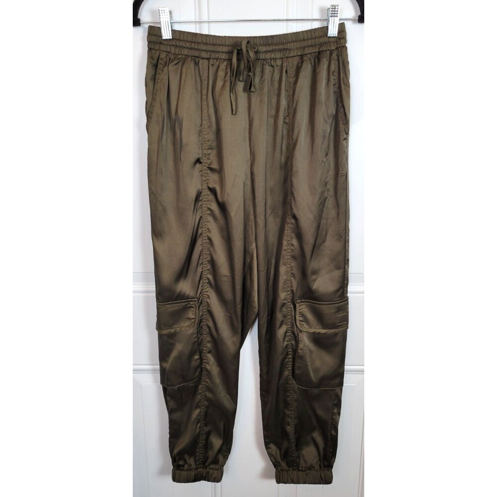 Paparazzi Satin Cargo Jogger Pants Size S Green